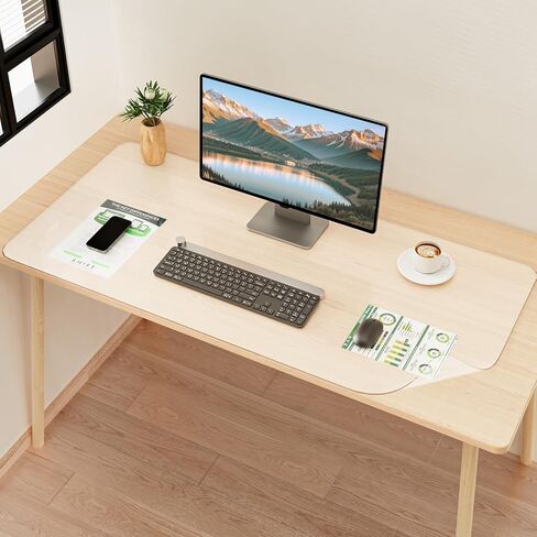 YSAGi Clear Desk mat,Non-Slip PVC Clear Desk Pad for Keyboard & Mouse,Large Mouse Pad,Heat Resistant & Waterproof Desk Protector Mat,Frosted Transparent Desk Writing Mat for Office & Home(24x14inch) in Kuwait