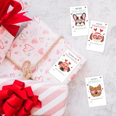 40 Pcs Valentine's Day Dog Theme Stickers - 3.5 x 2.1 Inches Waterproof Friends Sticker Label Sheet for Boys Girls - 4 Different Design Valentines Gifts Cards Envelopes Sticker Tags - A06 in Kuwait