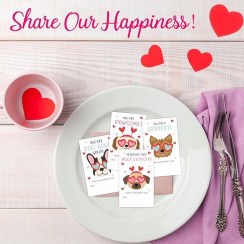 40 Pcs Valentine's Day Dog Theme Stickers - 3.5 x 2.1 Inches Waterproof Friends Sticker Label Sheet for Boys Girls - 4 Different Design Valentines Gifts Cards Envelopes Sticker Tags - A06 in Kuwait