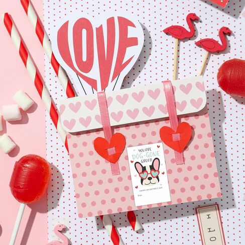 40 Pcs Valentine's Day Dog Theme Stickers - 3.5 x 2.1 Inches Waterproof Friends Sticker Label Sheet for Boys Girls - 4 Different Design Valentines Gifts Cards Envelopes Sticker Tags - A06 in Kuwait
