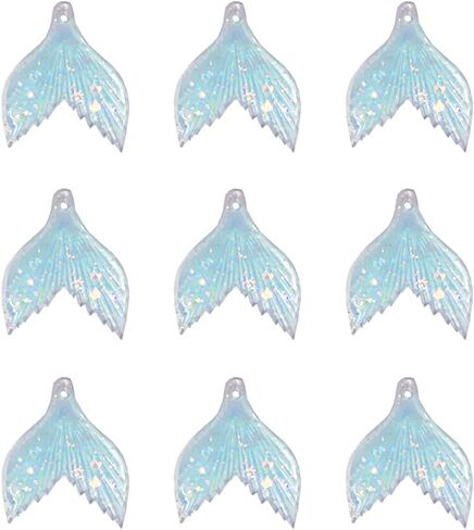 GSHLLO 20 PCS Resin Glitter Mermaid Tail Charms Pendants Fishtail Beads Embellishment for Jewelry Making Crafts Blue in Saudi Arabia