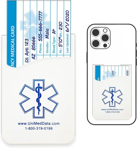 Emergency Medical Alert Informations ID Wallet Cards with Protective Tyvek Sleeves – Recognizable Star of Life Symbol for First Responders, Pocket Size, Pack of 4 in Saudi Arabia