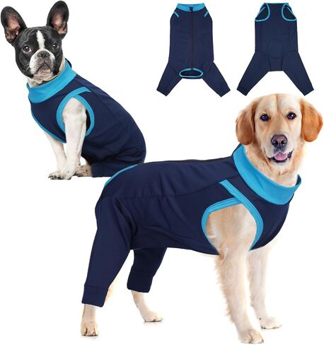 T'CHAQUE Dog Surgery Suit for Rear Legs, Dog Onesie for Surgery Female Male Neuter, Dog Recovery Suit for Dogs After Surgery Anti Licking Dog Recovery Leg Sleeve, Dog Cone Alternative,Navy Blue,M in Kuwait