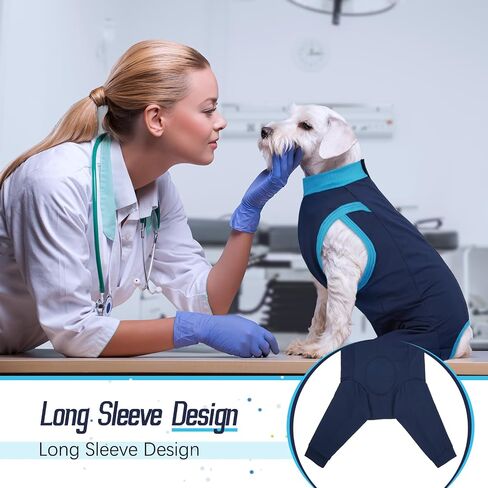 T'CHAQUE Dog Surgery Suit for Rear Legs, Dog Onesie for Surgery Female Male Neuter, Dog Recovery Suit for Dogs After Surgery Anti Licking Dog Recovery Leg Sleeve, Dog Cone Alternative,Navy Blue,M in Kuwait