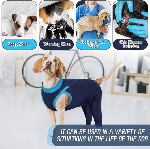 T'CHAQUE Dog Surgery Suit for Rear Legs, Dog Onesie for Surgery Female Male Neuter, Dog Recovery Suit for Dogs After Surgery Anti Licking Dog Recovery Leg Sleeve, Dog Cone Alternative,Navy Blue,M in Kuwait