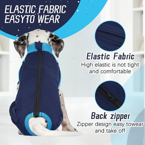 T'CHAQUE Dog Surgery Suit for Rear Legs, Dog Onesie for Surgery Female Male Neuter, Dog Recovery Suit for Dogs After Surgery Anti Licking Dog Recovery Leg Sleeve, Dog Cone Alternative,Navy Blue,M in Kuwait