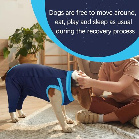 T'CHAQUE Dog Surgery Suit for Rear Legs, Dog Onesie for Surgery Female Male Neuter, Dog Recovery Suit for Dogs After Surgery Anti Licking Dog Recovery Leg Sleeve, Dog Cone Alternative,Navy Blue,M in Kuwait