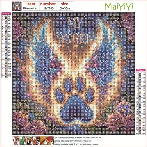MaiYiYi My Angel Diamond Painting by Numbers 5D Full Round Diamond Painting Angel Wings Diamond Painting Set Angel Paw Diamond Painting Dots Art for Adult Beginner Home Wall Art Decor (30X30 CM) in Saudi Arabia
