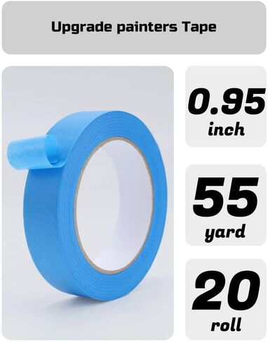Lichamp Blue Painters Tape Bulk, 3 Pack 0.95 inch by 55 Yards Painters Tape Blue Masking Paper Tape for Wall Painting in Kuwait