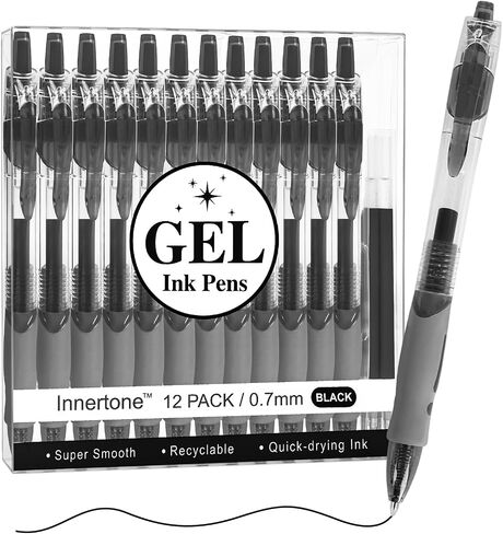 Innertone Blue Gel Pens，12 Pcs Retractable Fine Point 0.7mm With 4 Refills,Blue Pen，Featuring Smooth Writing And Quick-Drying Ink, Suitable For Women, Men, Journaling, School, And Office Use in Saudi Arabia
