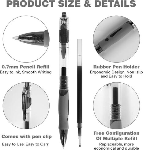 Innertone Blue Gel Pens，12 Pcs Retractable Fine Point 0.7mm With 4 Refills,Blue Pen，Featuring Smooth Writing And Quick-Drying Ink, Suitable For Women, Men, Journaling, School, And Office Use in Saudi Arabia