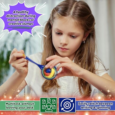 Forest & Twelfth Orbiting Spinner Pens – 2-in-1 Fun & Functional Writing Pen – Fidget Top Spinning Pens for Kids – for Stress Relief & Focus, School Supplies, Fidget Toys, Party Favors (Pack of 4) in Saudi Arabia