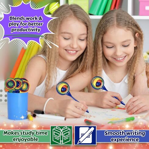 Forest & Twelfth Orbiting Spinner Pens – 2-in-1 Fun & Functional Writing Pen – Fidget Top Spinning Pens for Kids – for Stress Relief & Focus, School Supplies, Fidget Toys, Party Favors (Pack of 4) in Saudi Arabia