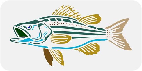 FINGERINSPIRE Striped Bass Painting Stencil 11.8x5.9inch Plastic PET Animal Fish Template Reusable Fish Pattern Stencil Decorative Flatfish Template DIY Animal Theme Stencil for Painting on Wood in Saudi Arabia