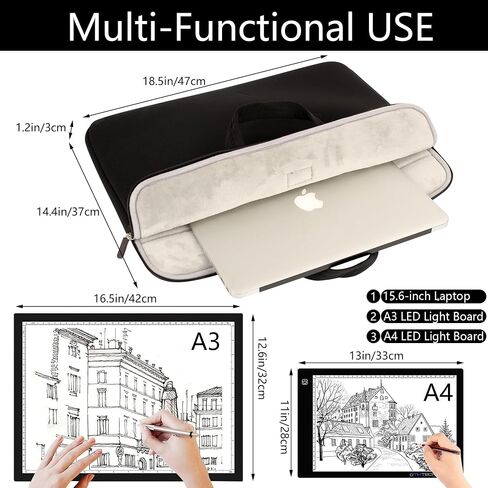 A3 Light Pad Carrying Bag for Diamond Painting,Diamond Painting Light Pad Bag,Laptop Tote Bag,Tracing Light Board Carrying Bag,Padded Fleece Liner Protective Case for A3 Light Pad in Kuwait