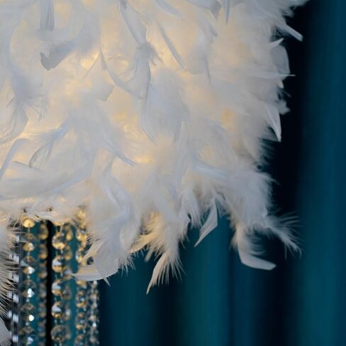 Feather Floor Lamp, Modern Standing Lamp with Crystal Tassel, Bedroom Bedside Floor Lamp in White in Saudi Arabia