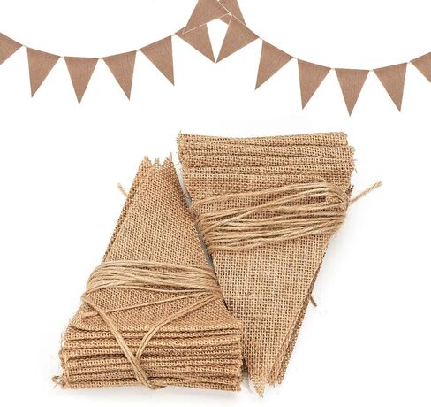 Dahi 48pcs Brown Blank Flag Banner Boho Pennant Banner Triangle Flag Linen Bunting Garland for Wedding Party Birthday Outdoor Garden Classroom Decoraction（Brown） in Saudi Arabia