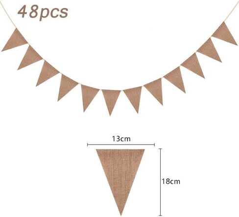 Dahi 48pcs Brown Blank Flag Banner Boho Pennant Banner Triangle Flag Linen Bunting Garland for Wedding Party Birthday Outdoor Garden Classroom Decoraction（Brown） in Saudi Arabia
