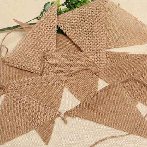 Dahi 48pcs Brown Blank Flag Banner Boho Pennant Banner Triangle Flag Linen Bunting Garland for Wedding Party Birthday Outdoor Garden Classroom Decoraction（Brown） in Saudi Arabia
