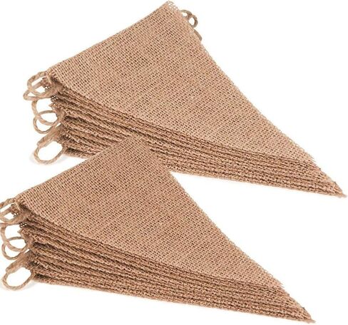Dahi 48pcs Brown Blank Flag Banner Boho Pennant Banner Triangle Flag Linen Bunting Garland for Wedding Party Birthday Outdoor Garden Classroom Decoraction（Brown） in Saudi Arabia