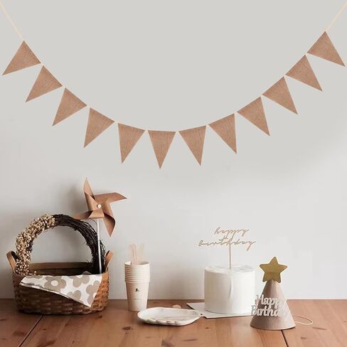 Dahi 48pcs Brown Blank Flag Banner Boho Pennant Banner Triangle Flag Linen Bunting Garland for Wedding Party Birthday Outdoor Garden Classroom Decoraction（Brown） in Saudi Arabia