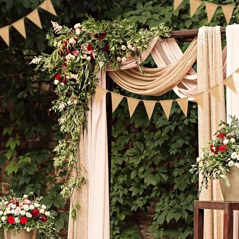 Dahi 48pcs Brown Blank Flag Banner Boho Pennant Banner Triangle Flag Linen Bunting Garland for Wedding Party Birthday Outdoor Garden Classroom Decoraction（Brown） in Saudi Arabia
