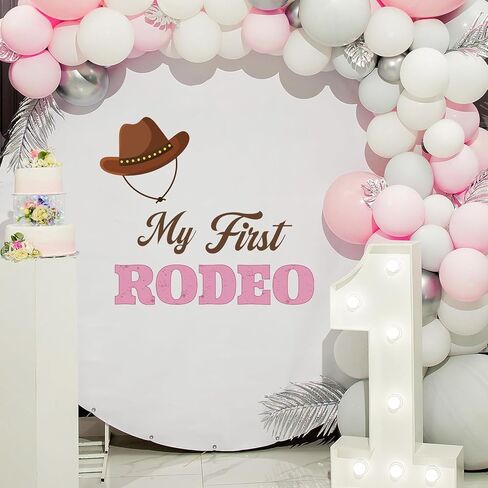 TaoBary My First Rodeo Decal Sign for Backdrop Cowboy Happy 1st Birthday Party Decorations One Birthday Sticker for Balloon Arch Decorations Party Sign Wall Decor(Girl) in Kuwait