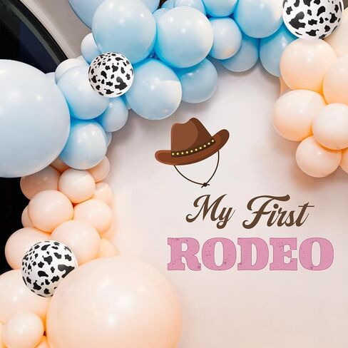 TaoBary My First Rodeo Decal Sign for Backdrop Cowboy Happy 1st Birthday Party Decorations One Birthday Sticker for Balloon Arch Decorations Party Sign Wall Decor(Girl) in Kuwait