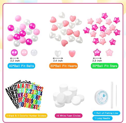 DIY Giant Friendship Bracelet Birthday Banner with 100 Balls in My Birthday Era Banner Famous Singer Customizable Banner Garland Decor Foam Circles Ball Plastic Balls Stars DIY Supplies(Pink) in Saudi Arabia
