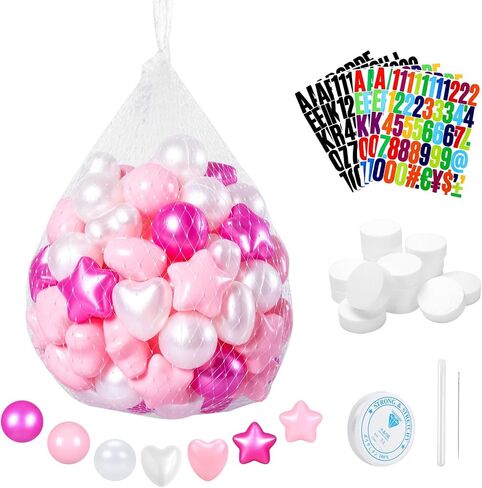 DIY Giant Friendship Bracelet Birthday Banner with 100 Balls in My Birthday Era Banner Famous Singer Customizable Banner Garland Decor Foam Circles Ball Plastic Balls Stars DIY Supplies(Pink) in Saudi Arabia