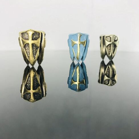 Retro Brass Three sides shield edc beads keychain DIY accessories paracord beads in Saudi Arabia