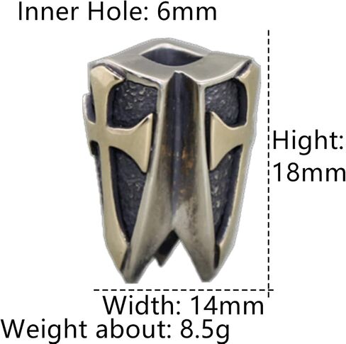 Retro Brass Three sides shield edc beads keychain DIY accessories paracord beads in Saudi Arabia