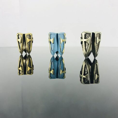 Retro Brass Three sides shield edc beads keychain DIY accessories paracord beads in Saudi Arabia