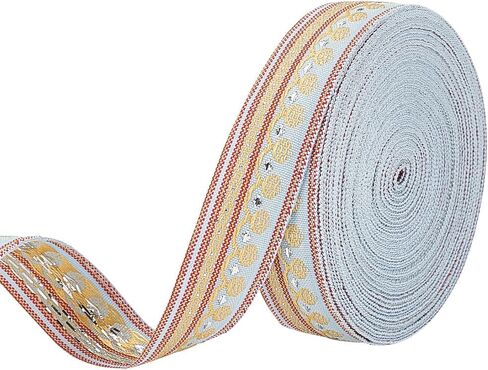 Fingerinspire 12.5 ياردة Orange Jacquard Flower Ribbon 3/4 بوصة عرضة بوليستر منسوجة منسوج in Saudi Arabia