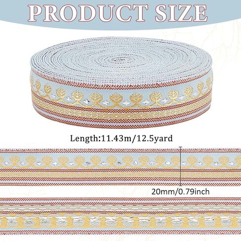 Fingerinspire 12.5 ياردة Orange Jacquard Flower Ribbon 3/4 بوصة عرضة بوليستر منسوجة منسوج in Saudi Arabia