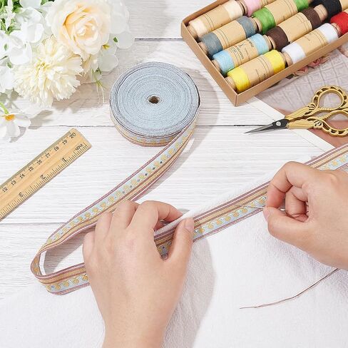 Fingerinspire 12.5 ياردة Orange Jacquard Flower Ribbon 3/4 بوصة عرضة بوليستر منسوجة منسوج in Saudi Arabia