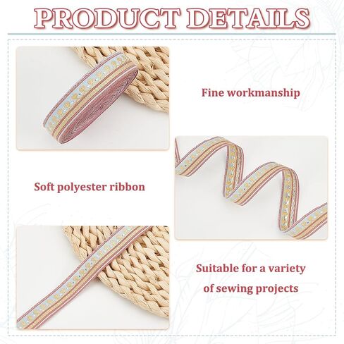 Fingerinspire 12.5 ياردة Orange Jacquard Flower Ribbon 3/4 بوصة عرضة بوليستر منسوجة منسوج in Saudi Arabia
