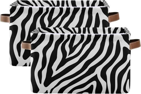 Storage Basket Abstract Animal Zebra Print Storage Cube Box Durable Canvas Collapsible Toy Basket Organizer Bin with Handles for Shelf Closet Bedroom Home Office in Kuwait