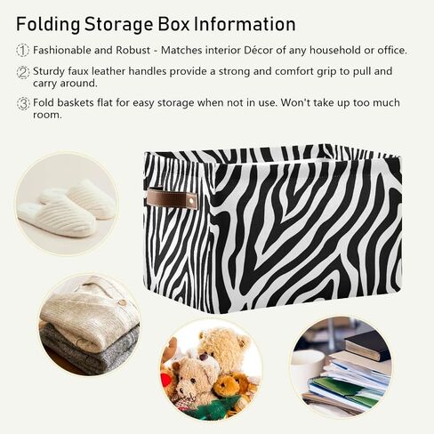 Storage Basket Abstract Animal Zebra Print Storage Cube Box Durable Canvas Collapsible Toy Basket Organizer Bin with Handles for Shelf Closet Bedroom Home Office in Kuwait