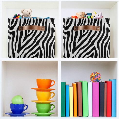 Storage Basket Abstract Animal Zebra Print Storage Cube Box Durable Canvas Collapsible Toy Basket Organizer Bin with Handles for Shelf Closet Bedroom Home Office in Kuwait