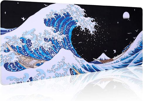 Sea Wave Japanese Art Mouse Pad Gaming XL Large Desk Mat Long Extended Mousepad Big Table Pads Keyboard Mats for Office Home Gamer 31.5 X 11.8 Inches in Saudi Arabia