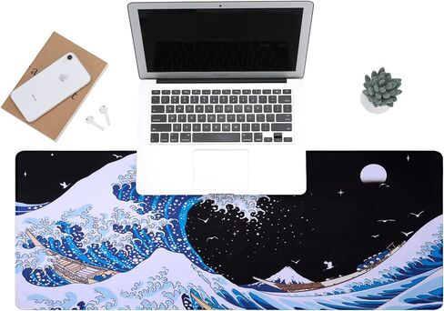Sea Wave Japanese Art Mouse Pad Gaming XL Large Desk Mat Long Extended Mousepad Big Table Pads Keyboard Mats for Office Home Gamer 31.5 X 11.8 Inches in Saudi Arabia