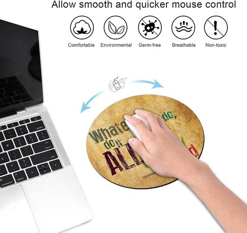 Round Mouse Pad and Coasters Set, Quotes Christian Bible Verse 2 Timothy 1:7 Design Mouse Pad, Non-Slip Rubber Base Mouse Pads for Laptop and Computer in Saudi Arabia