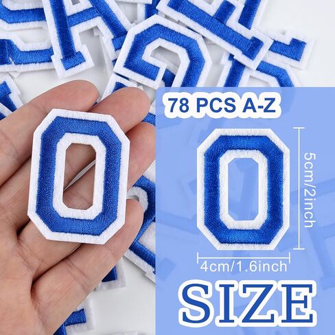 Morcheiong 78 Pcs Iron on Letter Patches A-Z, 2 Inch Iron on Embroidered Alphabet Patch for Clothing, Pants, Hats, Bags- Blue in Kuwait