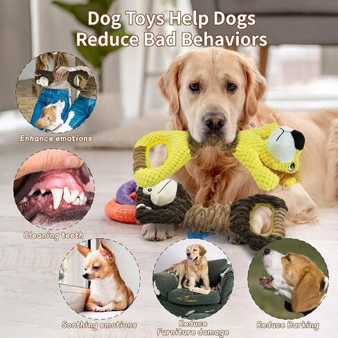 Vehomy 2Pack Dog Squeaky Toy Gorilla & Lion Shaped Dog Toys for Aggressive Chewers Tug of War Dog Toys Pet Interactive Plush Toy with Crinkle Paper Squeaker for Small Medium Large Dogs in Kuwait