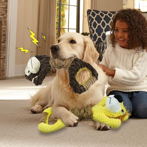 Vehomy 2Pack Dog Squeaky Toy Gorilla & Lion Shaped Dog Toys for Aggressive Chewers Tug of War Dog Toys Pet Interactive Plush Toy with Crinkle Paper Squeaker for Small Medium Large Dogs in Kuwait