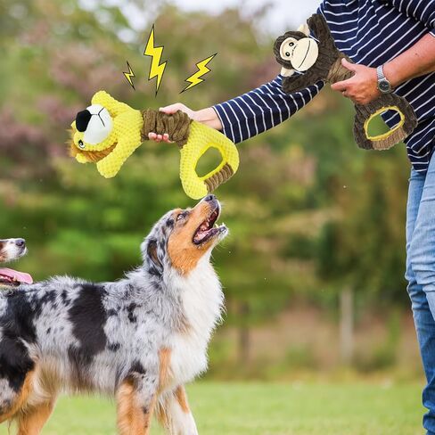 Vehomy 2Pack Dog Squeaky Toy Gorilla & Lion Shaped Dog Toys for Aggressive Chewers Tug of War Dog Toys Pet Interactive Plush Toy with Crinkle Paper Squeaker for Small Medium Large Dogs in Kuwait
