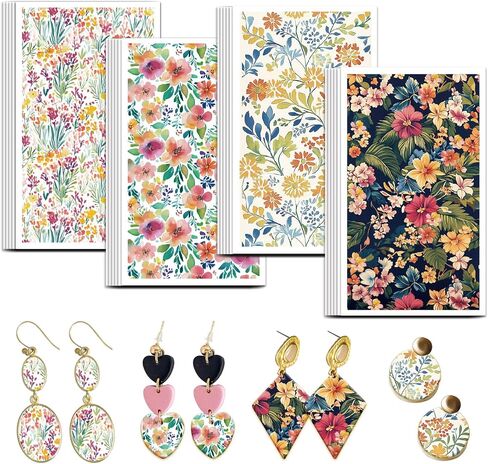 Olycraft Flower Clay Transfer Paper 4 Design 24 pcs paper paper for polymer vintage polymer polymer clay sheets flowers dark plated paper small transfor in Kuwait