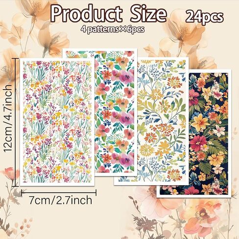 Olycraft Flower Clay Transfer Paper 4 Design 24 pcs paper paper for polymer vintage polymer polymer clay sheets flowers dark plated paper small transfor in Kuwait