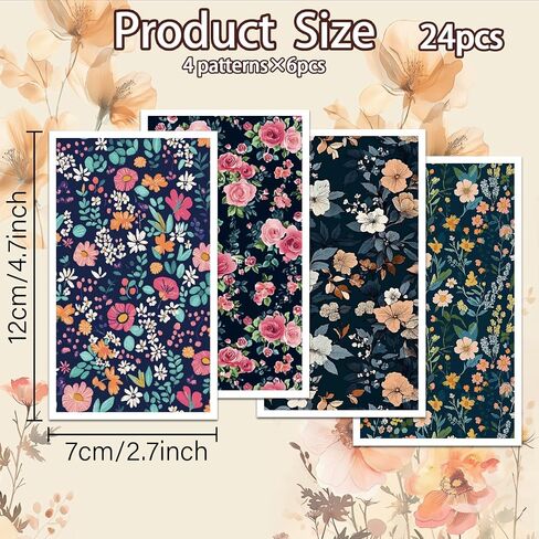 Olycraft Flower Clay Transfer Paper 4 Design 24 pcs paper paper for polymer vintage polymer polymer clay sheets flowers dark plated paper small transfor in Kuwait